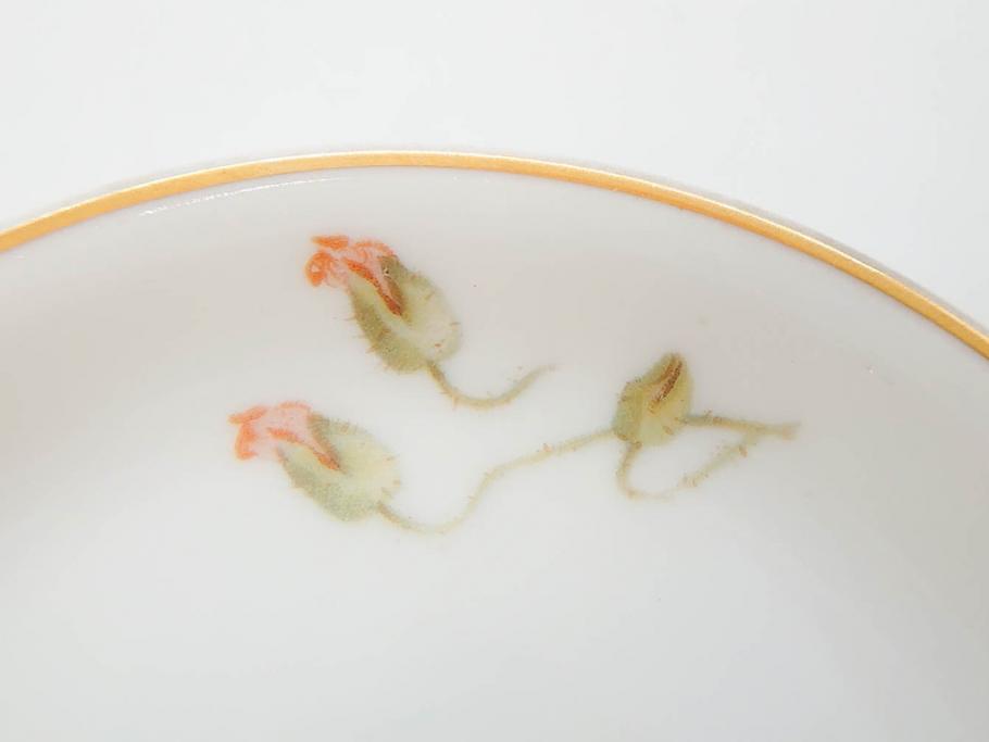 オールドノリタケ　NORITAKE　三越　ヤジロベー印　柔らかい色彩の花のデザインが可愛らしいミニプレート6枚セット(花、フラワー、小皿、豆皿、磁器、洋食器)(R-078631)