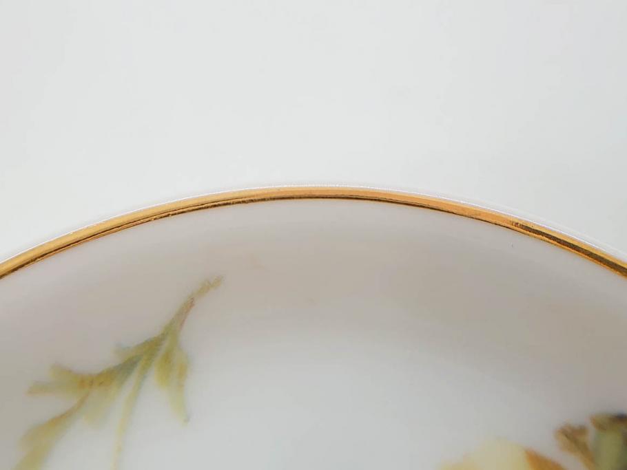 オールドノリタケ　NORITAKE　三越　ヤジロベー印　柔らかい色彩の花のデザインが可愛らしいミニプレート6枚セット(花、フラワー、小皿、豆皿、磁器、洋食器)(R-078631)