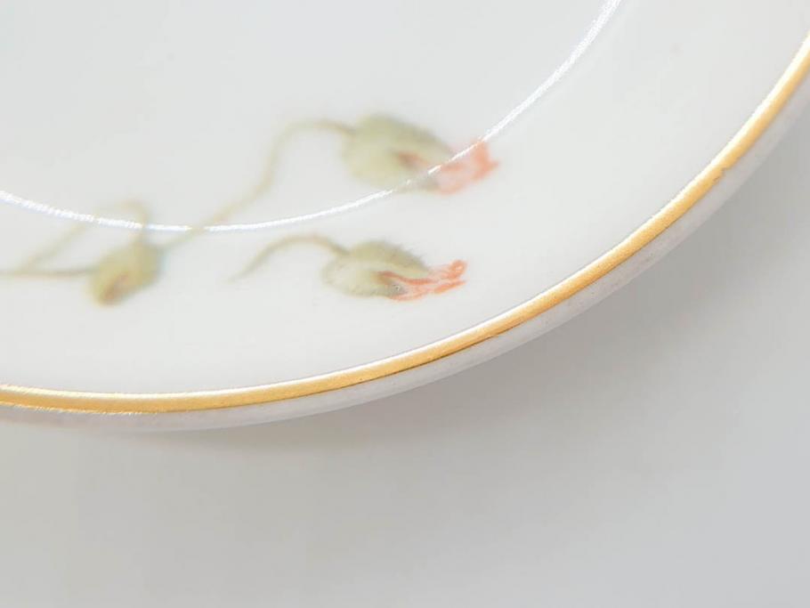 オールドノリタケ　NORITAKE　三越　ヤジロベー印　柔らかい色彩の花のデザインが可愛らしいミニプレート6枚セット(花、フラワー、小皿、豆皿、磁器、洋食器)(R-078631)