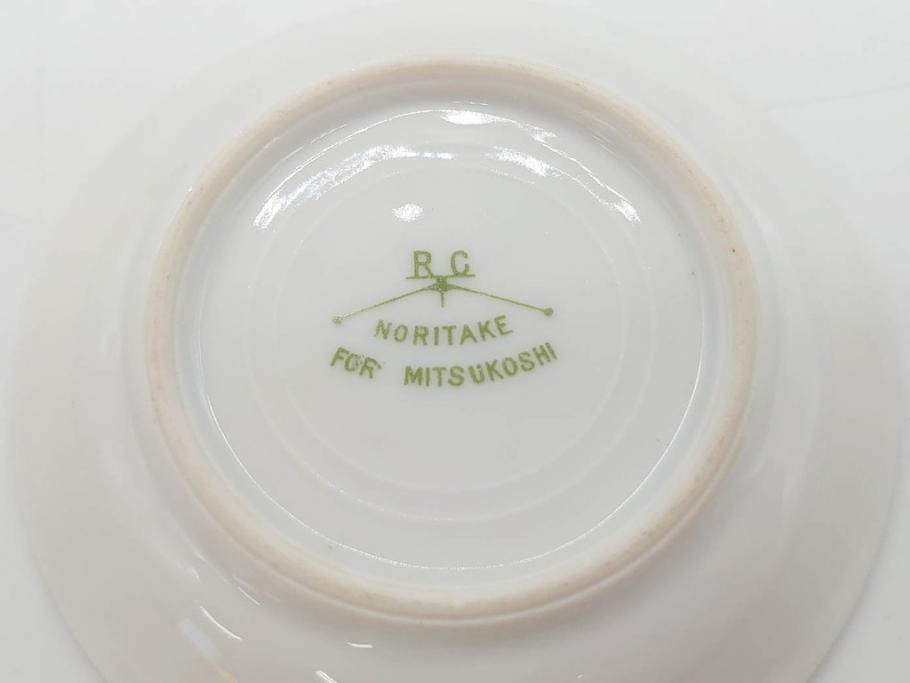 オールドノリタケ　NORITAKE　三越　ヤジロベー印　柔らかい色彩の花のデザインが可愛らしいミニプレート6枚セット(花、フラワー、小皿、豆皿、磁器、洋食器)(R-078631)