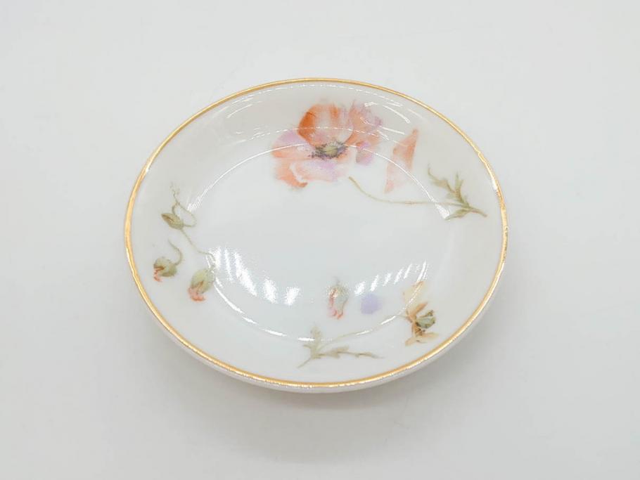 オールドノリタケ　NORITAKE　三越　ヤジロベー印　柔らかい色彩の花のデザインが可愛らしいミニプレート6枚セット(花、フラワー、小皿、豆皿、磁器、洋食器)(R-078631)