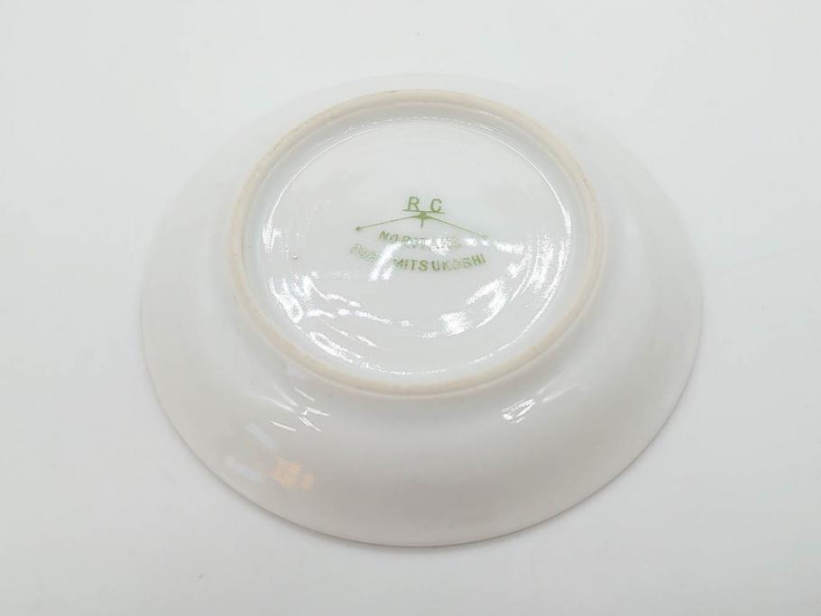 オールドノリタケ　NORITAKE　三越　ヤジロベー印　柔らかい色彩の花のデザインが可愛らしいミニプレート6枚セット(花、フラワー、小皿、豆皿、磁器、洋食器)(R-078631)