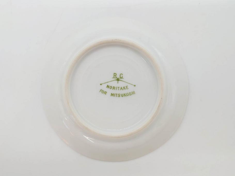 オールドノリタケ　NORITAKE　三越　ヤジロベー印　柔らかい色彩の花のデザインが可愛らしいミニプレート6枚セット(花、フラワー、小皿、豆皿、磁器、洋食器)(R-078631)