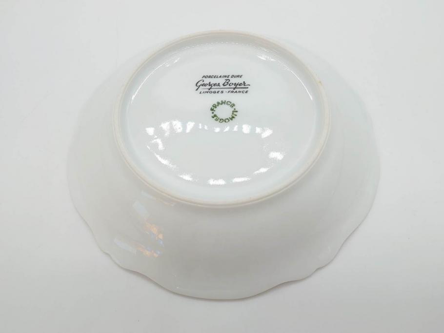 フランス　LIMOGES(リモージュ)　Georges Boyer(ジョルジュ ボワイエ)　バラの絵付けが上品なプレート5枚セット(薔薇、ローズ、磁器、金彩、深皿、小皿、洋食器)(R-078633)