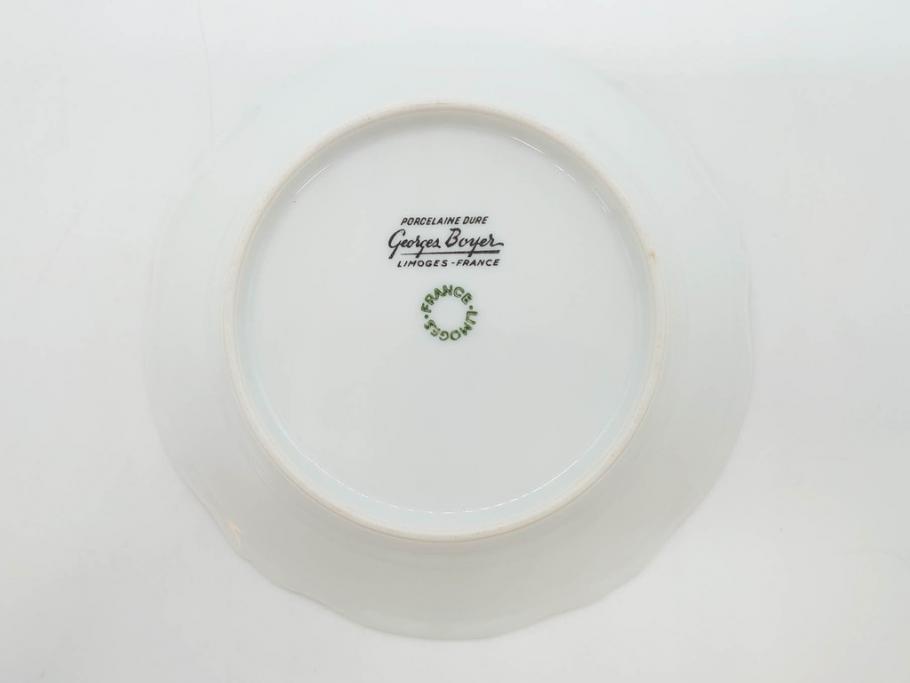 フランス　LIMOGES(リモージュ)　Georges Boyer(ジョルジュ ボワイエ)　バラの絵付けが上品なプレート5枚セット(薔薇、ローズ、磁器、金彩、深皿、小皿、洋食器)(R-078633)
