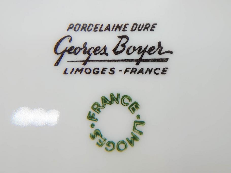 フランス　LIMOGES(リモージュ)　Georges Boyer(ジョルジュ ボワイエ)　バラの絵付けが上品なプレート5枚セット(薔薇、ローズ、磁器、金彩、深皿、小皿、洋食器)(R-078633)