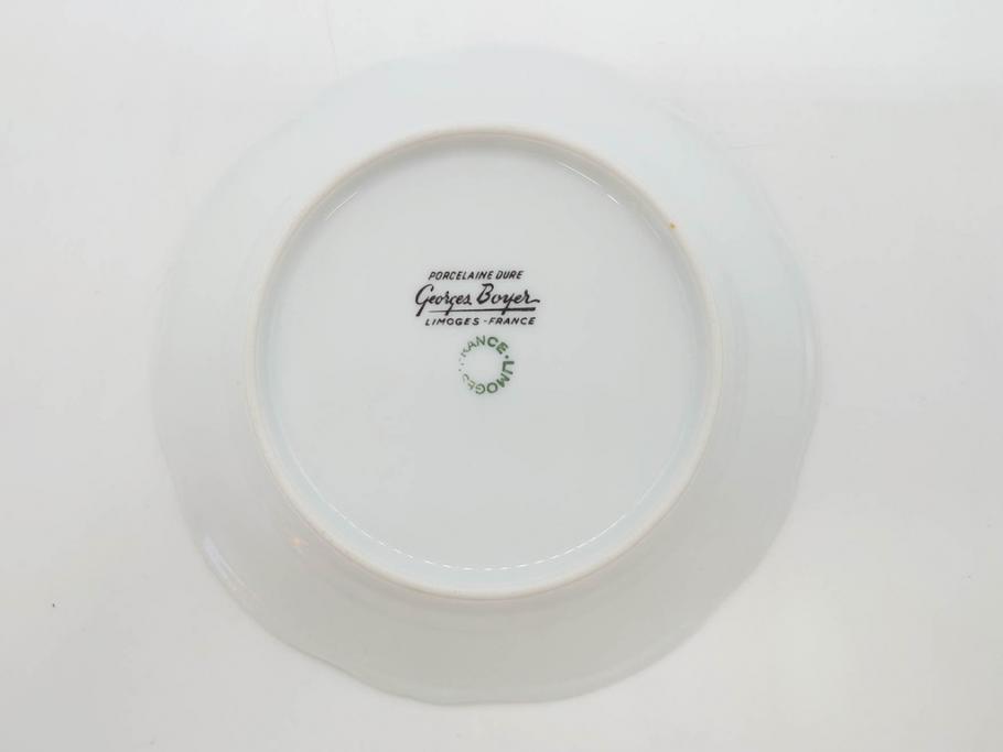 フランス　LIMOGES(リモージュ)　Georges Boyer(ジョルジュ ボワイエ)　バラの絵付けが上品なプレート5枚セット(薔薇、ローズ、磁器、金彩、深皿、小皿、洋食器)(R-078633)