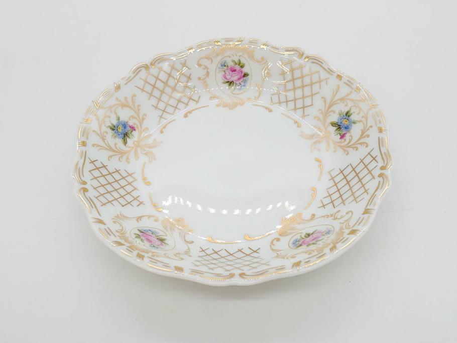 フランス　LIMOGES(リモージュ)　Georges Boyer(ジョルジュ ボワイエ)　バラの絵付けが上品なプレート5枚セット(薔薇、ローズ、磁器、金彩、深皿、小皿、洋食器)(R-078633)
