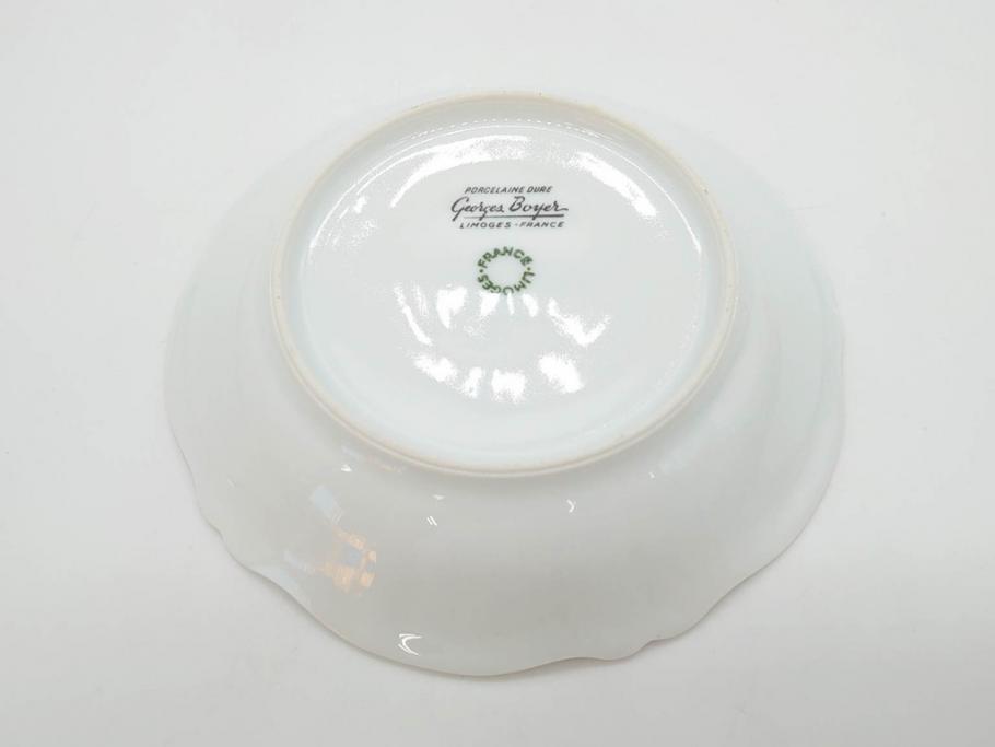 フランス　LIMOGES(リモージュ)　Georges Boyer(ジョルジュ ボワイエ)　バラの絵付けが上品なプレート5枚セット(薔薇、ローズ、磁器、金彩、深皿、小皿、洋食器)(R-078633)