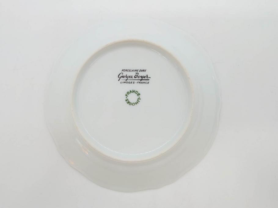 フランス　LIMOGES(リモージュ)　Georges Boyer(ジョルジュ ボワイエ)　バラの絵付けが上品なプレート5枚セット(薔薇、ローズ、磁器、金彩、深皿、小皿、洋食器)(R-078633)