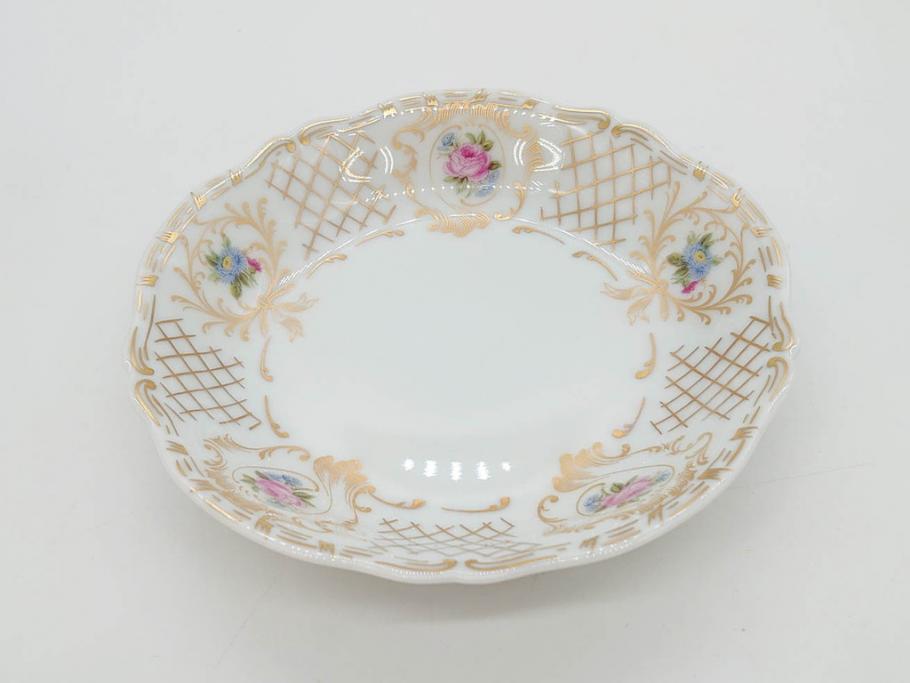 フランス　LIMOGES(リモージュ)　Georges Boyer(ジョルジュ ボワイエ)　バラの絵付けが上品なプレート5枚セット(薔薇、ローズ、磁器、金彩、深皿、小皿、洋食器)(R-078633)