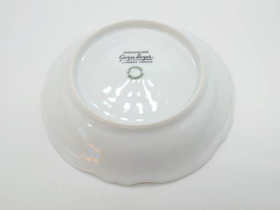 フランス　LIMOGES(リモージュ)　Georges Boyer(ジョルジュ ボワイエ)　バラの絵付けが上品なプレート5枚セット(薔薇、ローズ、磁器、金彩、深皿、小皿、洋食器)(R-078633)