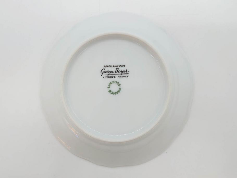 フランス　LIMOGES(リモージュ)　Georges Boyer(ジョルジュ ボワイエ)　バラの絵付けが上品なプレート5枚セット(薔薇、ローズ、磁器、金彩、深皿、小皿、洋食器)(R-078633)