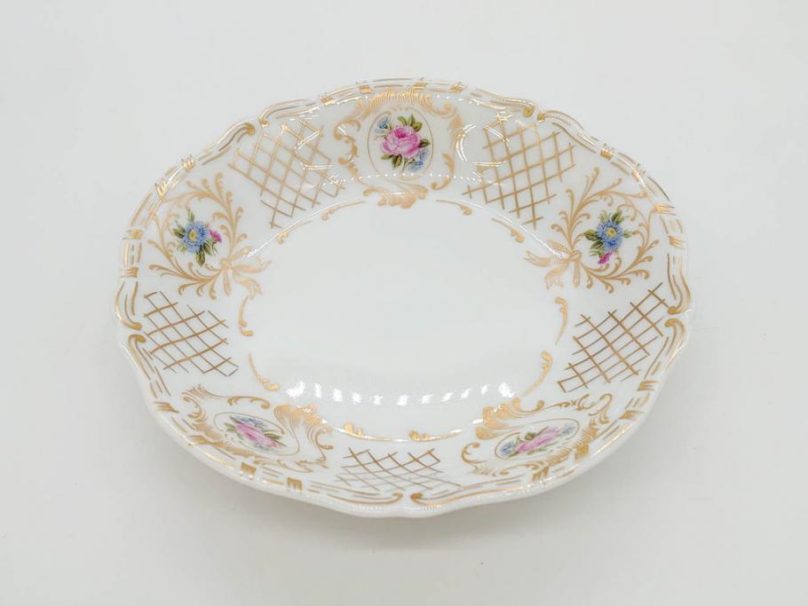 フランス　LIMOGES(リモージュ)　Georges Boyer(ジョルジュ ボワイエ)　バラの絵付けが上品なプレート5枚セット(薔薇、ローズ、磁器、金彩、深皿、小皿、洋食器)(R-078633)