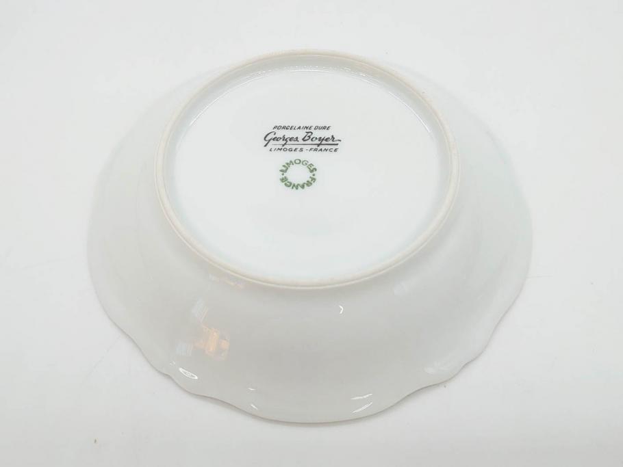 フランス　LIMOGES(リモージュ)　Georges Boyer(ジョルジュ ボワイエ)　バラの絵付けが上品なプレート5枚セット(薔薇、ローズ、磁器、金彩、深皿、小皿、洋食器)(R-078633)