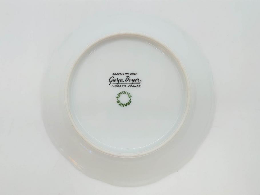フランス　LIMOGES(リモージュ)　Georges Boyer(ジョルジュ ボワイエ)　バラの絵付けが上品なプレート5枚セット(薔薇、ローズ、磁器、金彩、深皿、小皿、洋食器)(R-078633)