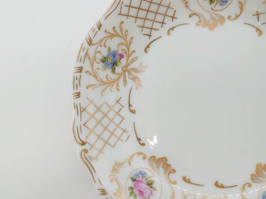 フランス　LIMOGES(リモージュ)　Georges Boyer(ジョルジュ ボワイエ)　バラの絵付けが上品なプレート5枚セット(薔薇、ローズ、磁器、金彩、深皿、小皿、洋食器)(R-078634)