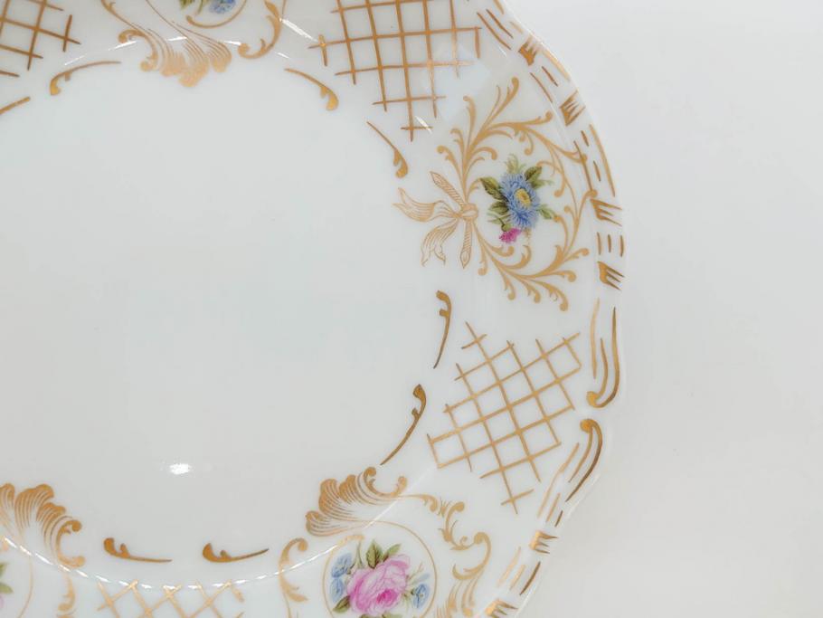 フランス　LIMOGES(リモージュ)　Georges Boyer(ジョルジュ ボワイエ)　バラの絵付けが上品なプレート5枚セット(薔薇、ローズ、磁器、金彩、深皿、小皿、洋食器)(R-078634)