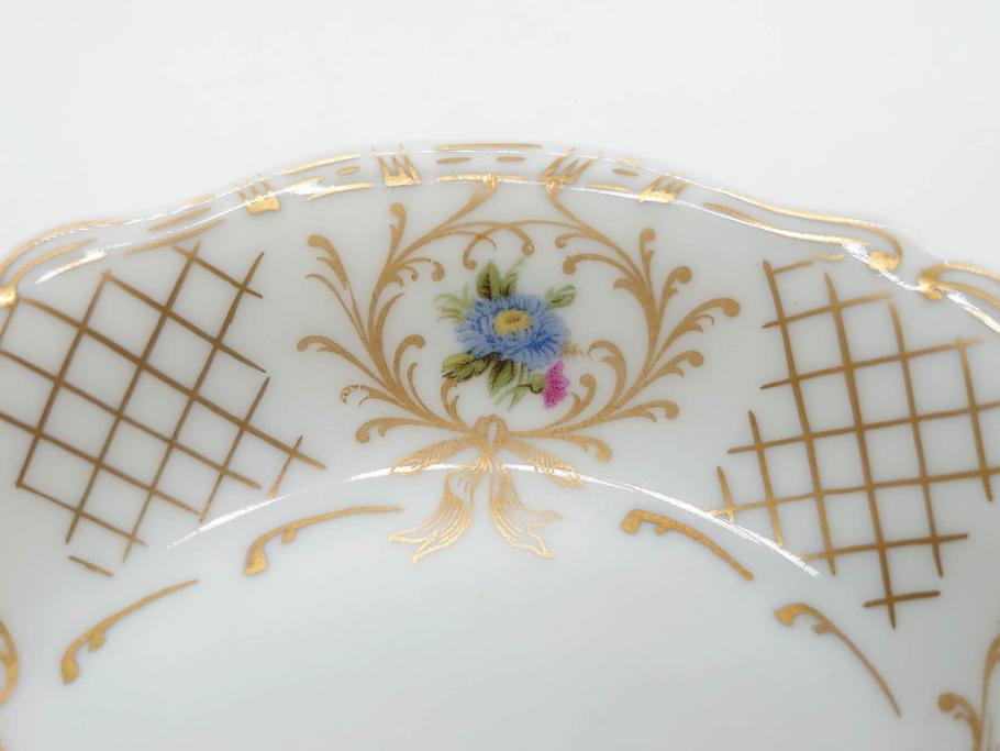 フランス　LIMOGES(リモージュ)　Georges Boyer(ジョルジュ ボワイエ)　バラの絵付けが上品なプレート5枚セット(薔薇、ローズ、磁器、金彩、深皿、小皿、洋食器)(R-078634)