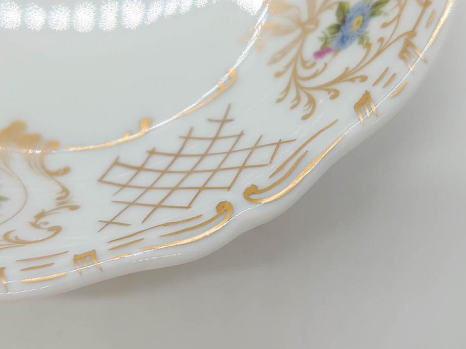 フランス　LIMOGES(リモージュ)　Georges Boyer(ジョルジュ ボワイエ)　バラの絵付けが上品なプレート5枚セット(薔薇、ローズ、磁器、金彩、深皿、小皿、洋食器)(R-078634)