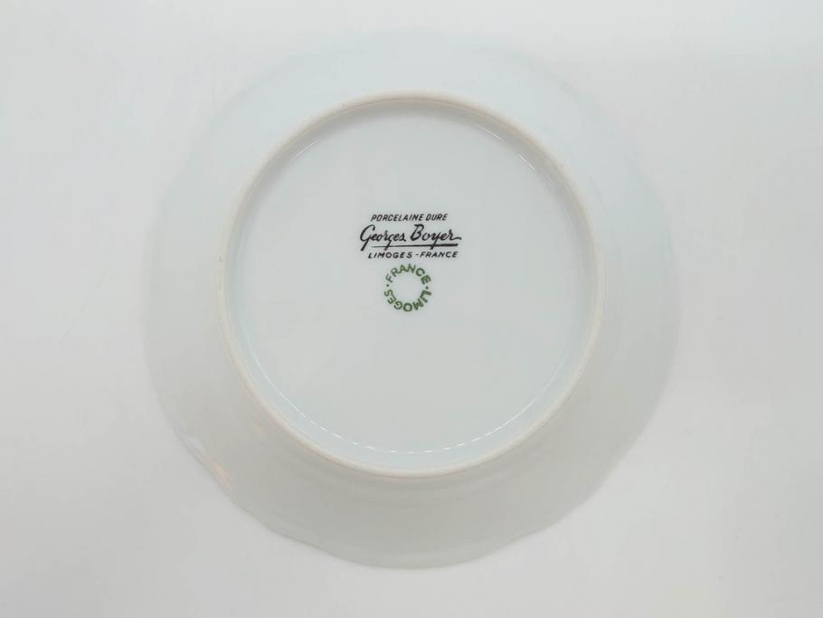 フランス　LIMOGES(リモージュ)　Georges Boyer(ジョルジュ ボワイエ)　バラの絵付けが上品なプレート5枚セット(薔薇、ローズ、磁器、金彩、深皿、小皿、洋食器)(R-078634)