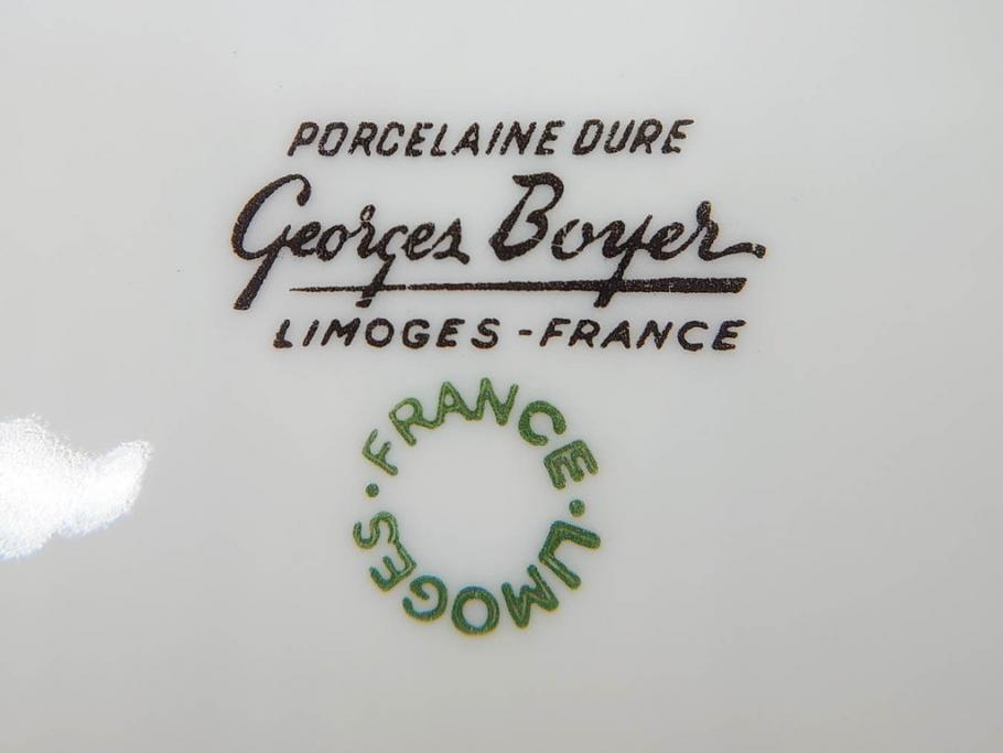 フランス　LIMOGES(リモージュ)　Georges Boyer(ジョルジュ ボワイエ)　バラの絵付けが上品なプレート5枚セット(薔薇、ローズ、磁器、金彩、深皿、小皿、洋食器)(R-078634)