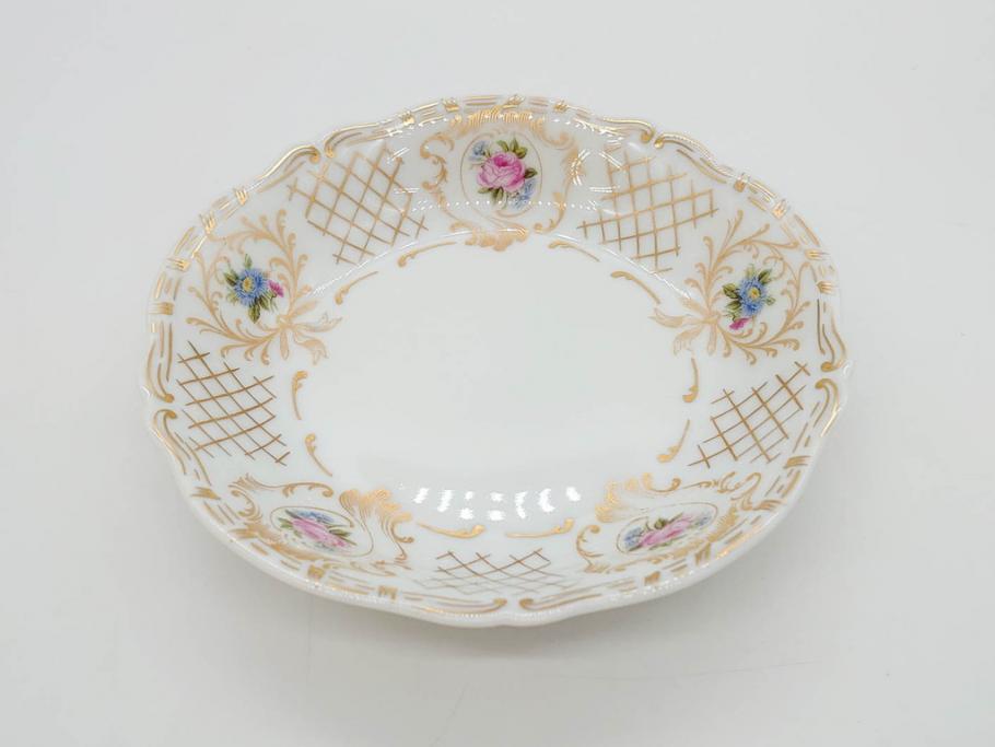 フランス　LIMOGES(リモージュ)　Georges Boyer(ジョルジュ ボワイエ)　バラの絵付けが上品なプレート5枚セット(薔薇、ローズ、磁器、金彩、深皿、小皿、洋食器)(R-078634)