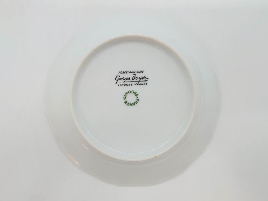 フランス　LIMOGES(リモージュ)　Georges Boyer(ジョルジュ ボワイエ)　バラの絵付けが上品なプレート5枚セット(薔薇、ローズ、磁器、金彩、深皿、小皿、洋食器)(R-078634)