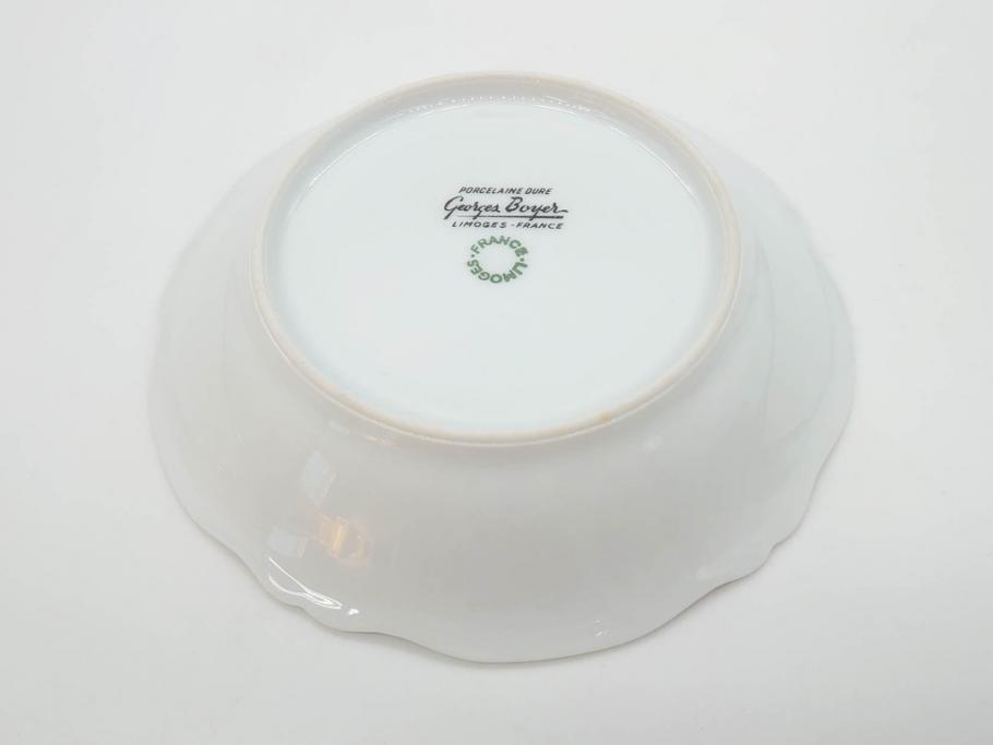 フランス　LIMOGES(リモージュ)　Georges Boyer(ジョルジュ ボワイエ)　バラの絵付けが上品なプレート5枚セット(薔薇、ローズ、磁器、金彩、深皿、小皿、洋食器)(R-078634)