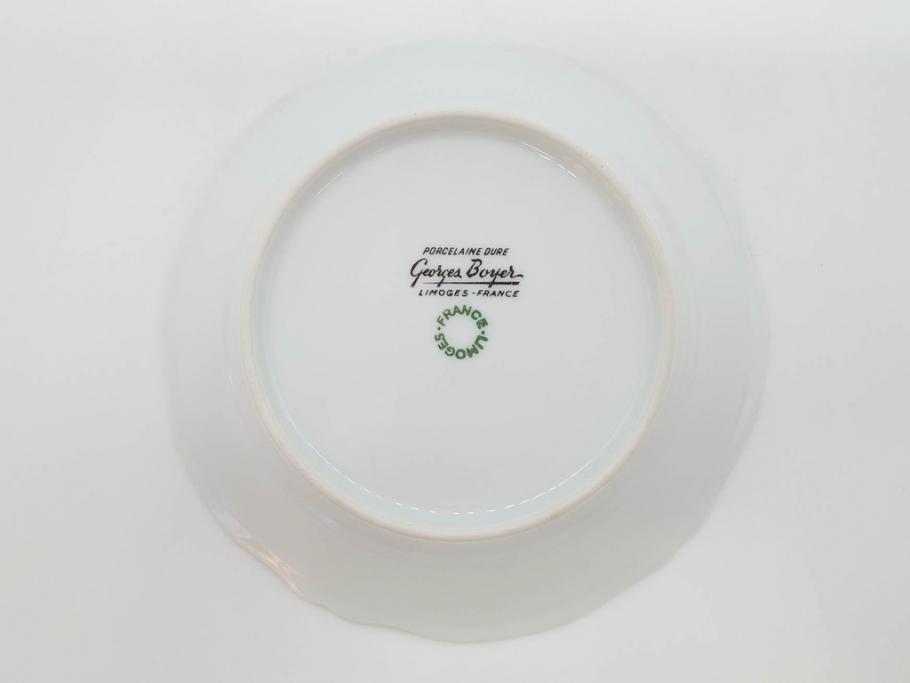 フランス　LIMOGES(リモージュ)　Georges Boyer(ジョルジュ ボワイエ)　バラの絵付けが上品なプレート5枚セット(薔薇、ローズ、磁器、金彩、深皿、小皿、洋食器)(R-078634)