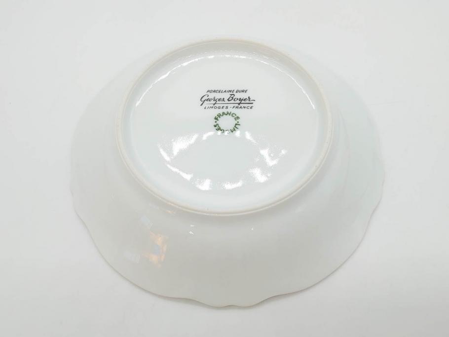 フランス　LIMOGES(リモージュ)　Georges Boyer(ジョルジュ ボワイエ)　バラの絵付けが上品なプレート5枚セット(薔薇、ローズ、磁器、金彩、深皿、小皿、洋食器)(R-078634)