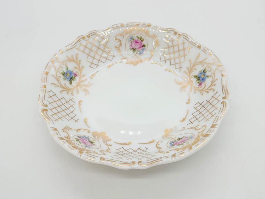 フランス　LIMOGES(リモージュ)　Georges Boyer(ジョルジュ ボワイエ)　バラの絵付けが上品なプレート5枚セット(薔薇、ローズ、磁器、金彩、深皿、小皿、洋食器)(R-078634)