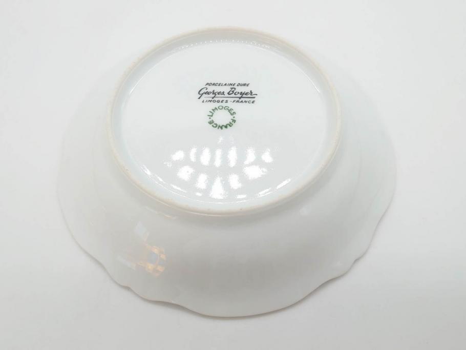 フランス　LIMOGES(リモージュ)　Georges Boyer(ジョルジュ ボワイエ)　バラの絵付けが上品なプレート5枚セット(薔薇、ローズ、磁器、金彩、深皿、小皿、洋食器)(R-078634)