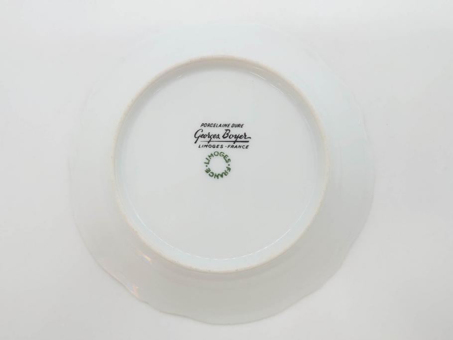 フランス　LIMOGES(リモージュ)　Georges Boyer(ジョルジュ ボワイエ)　バラの絵付けが上品なプレート5枚セット(薔薇、ローズ、磁器、金彩、深皿、小皿、洋食器)(R-078634)