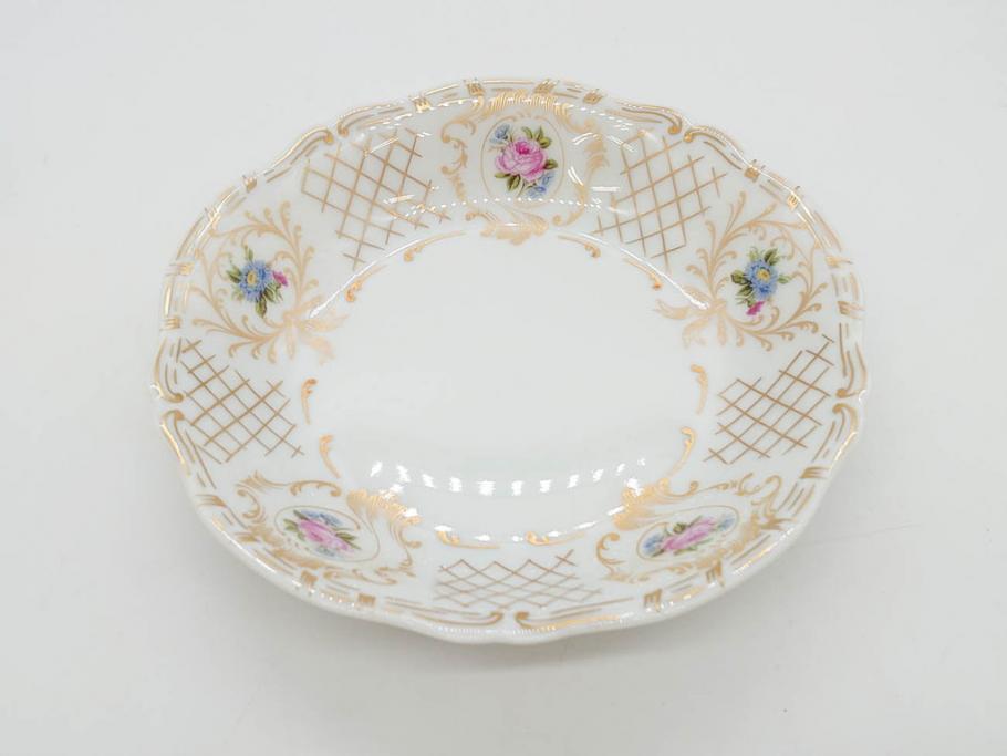 フランス　LIMOGES(リモージュ)　Georges Boyer(ジョルジュ ボワイエ)　バラの絵付けが上品なプレート5枚セット(薔薇、ローズ、磁器、金彩、深皿、小皿、洋食器)(R-078635)