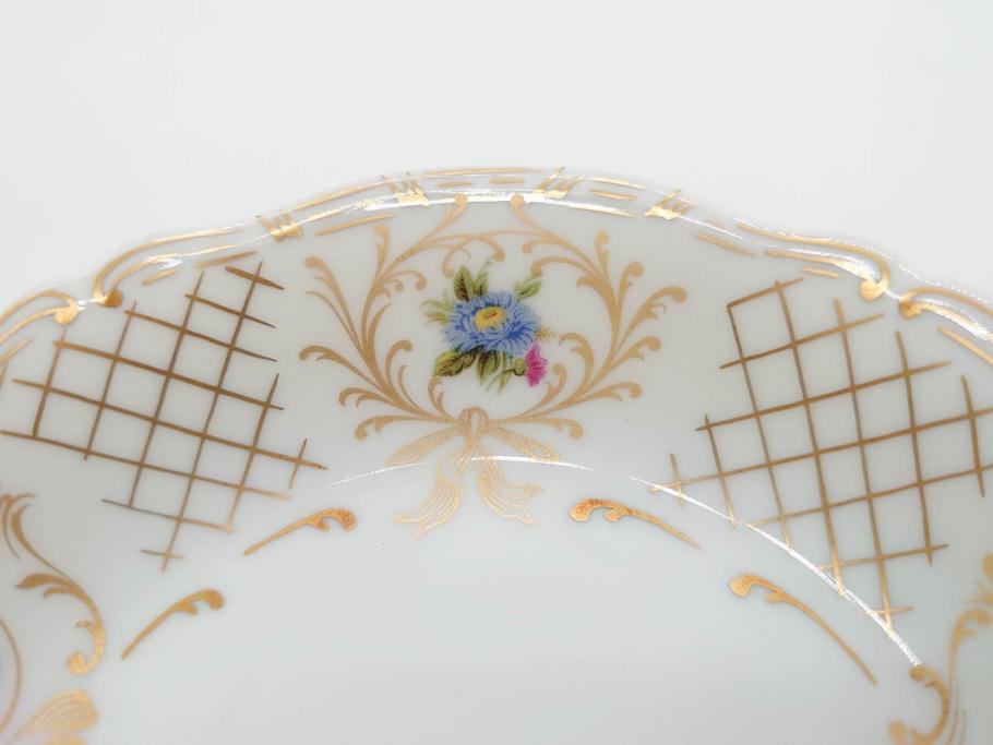 フランス　LIMOGES(リモージュ)　Georges Boyer(ジョルジュ ボワイエ)　バラの絵付けが上品なプレート5枚セット(薔薇、ローズ、磁器、金彩、深皿、小皿、洋食器)(R-078635)
