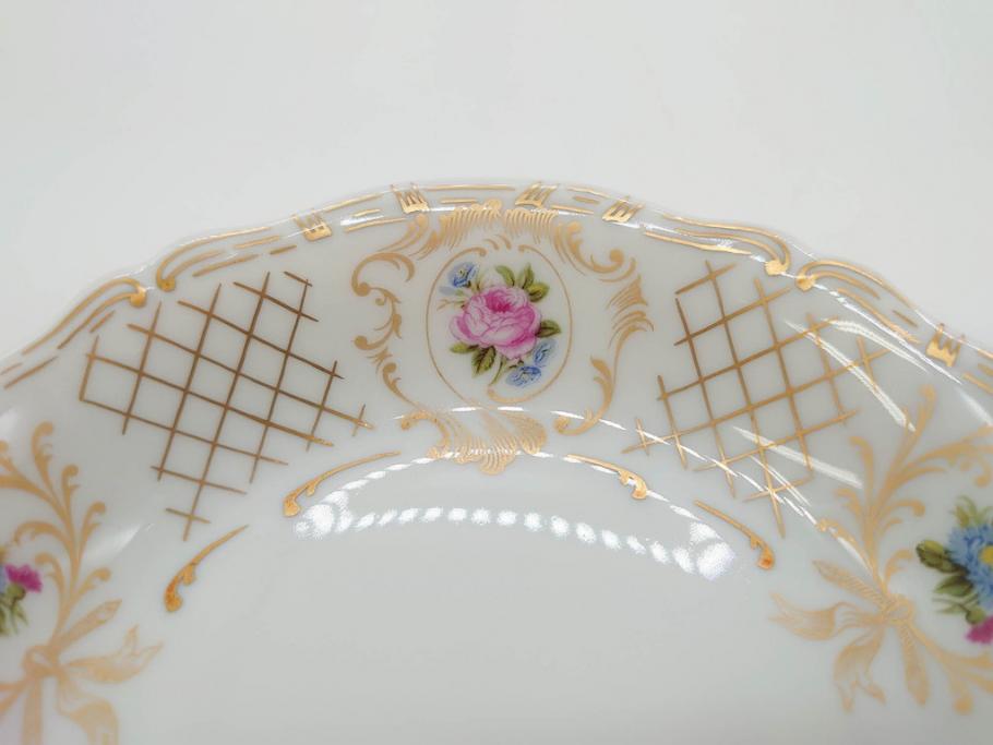 フランス　LIMOGES(リモージュ)　Georges Boyer(ジョルジュ ボワイエ)　バラの絵付けが上品なプレート5枚セット(薔薇、ローズ、磁器、金彩、深皿、小皿、洋食器)(R-078635)
