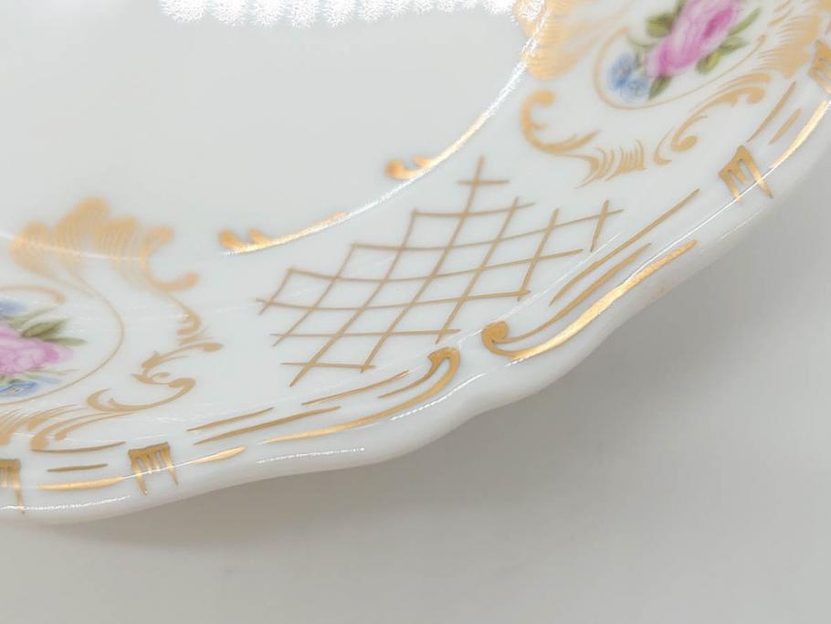 フランス　LIMOGES(リモージュ)　Georges Boyer(ジョルジュ ボワイエ)　バラの絵付けが上品なプレート5枚セット(薔薇、ローズ、磁器、金彩、深皿、小皿、洋食器)(R-078635)