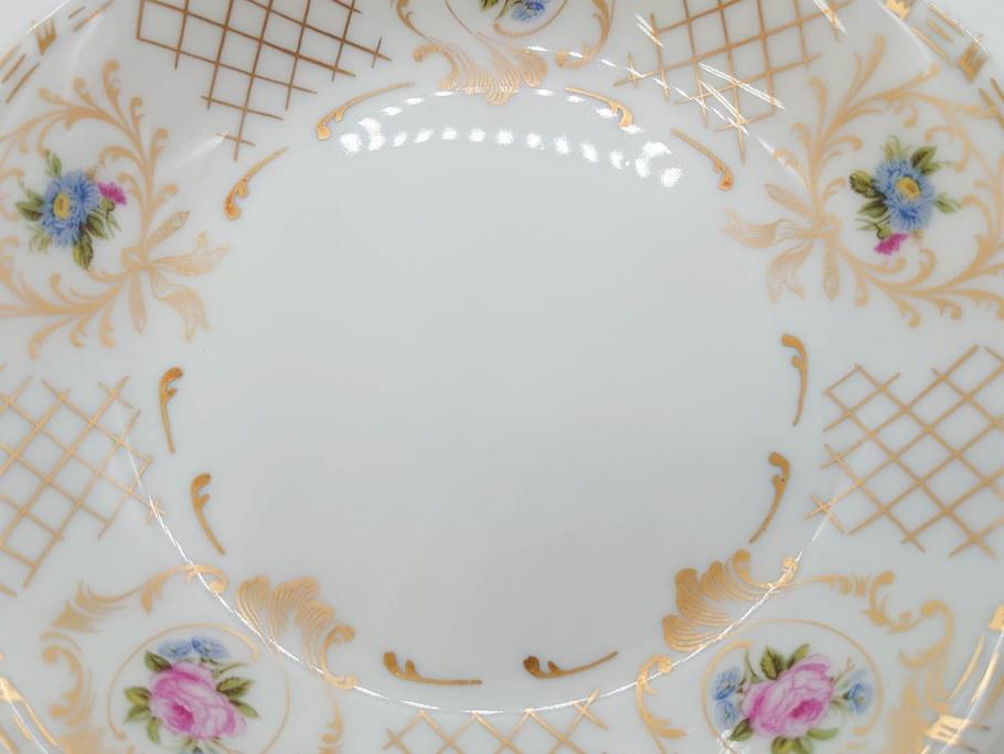 フランス　LIMOGES(リモージュ)　Georges Boyer(ジョルジュ ボワイエ)　バラの絵付けが上品なプレート5枚セット(薔薇、ローズ、磁器、金彩、深皿、小皿、洋食器)(R-078635)