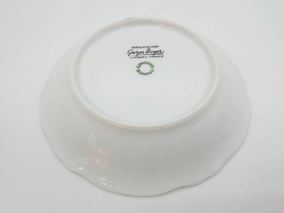フランス　LIMOGES(リモージュ)　Georges Boyer(ジョルジュ ボワイエ)　バラの絵付けが上品なプレート5枚セット(薔薇、ローズ、磁器、金彩、深皿、小皿、洋食器)(R-078635)