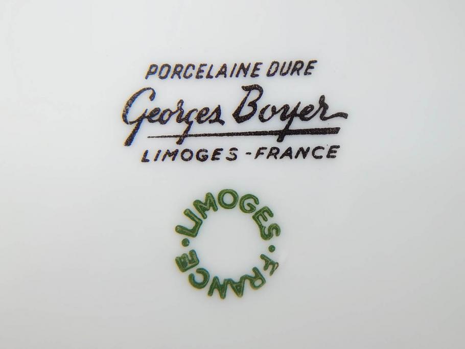 フランス　LIMOGES(リモージュ)　Georges Boyer(ジョルジュ ボワイエ)　バラの絵付けが上品なプレート5枚セット(薔薇、ローズ、磁器、金彩、深皿、小皿、洋食器)(R-078635)