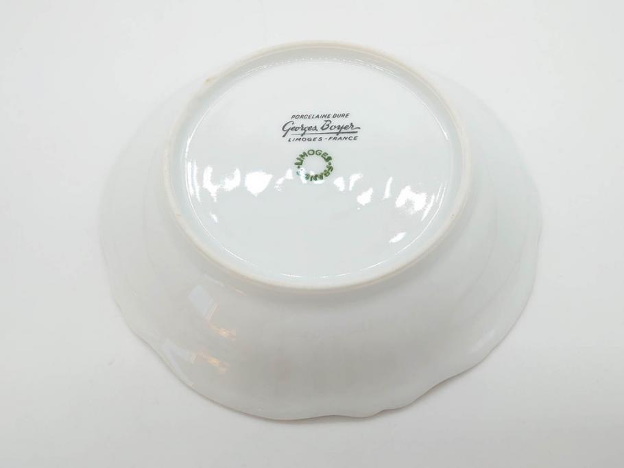 フランス　LIMOGES(リモージュ)　Georges Boyer(ジョルジュ ボワイエ)　バラの絵付けが上品なプレート5枚セット(薔薇、ローズ、磁器、金彩、深皿、小皿、洋食器)(R-078635)
