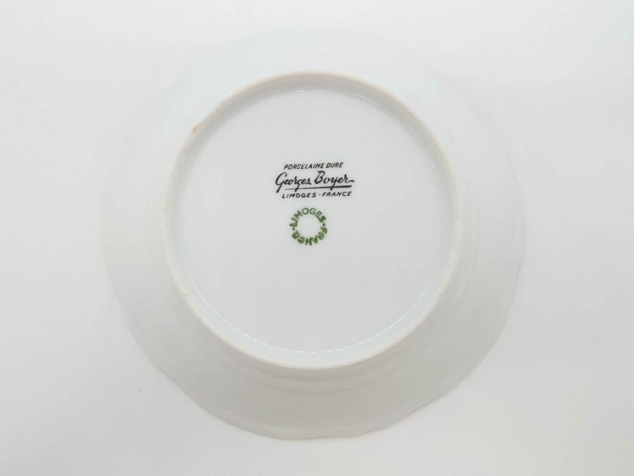 フランス　LIMOGES(リモージュ)　Georges Boyer(ジョルジュ ボワイエ)　バラの絵付けが上品なプレート5枚セット(薔薇、ローズ、磁器、金彩、深皿、小皿、洋食器)(R-078635)
