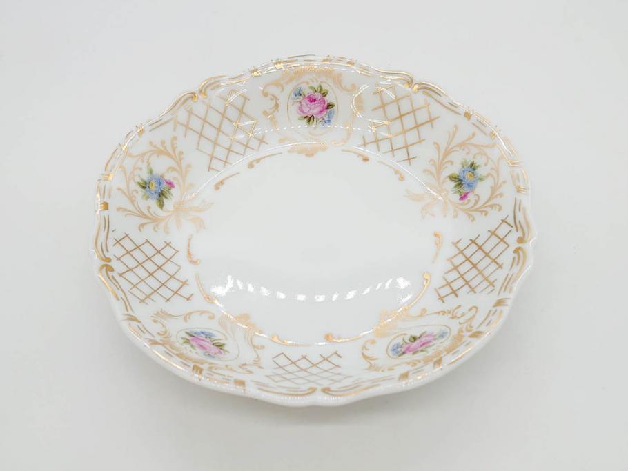 フランス　LIMOGES(リモージュ)　Georges Boyer(ジョルジュ ボワイエ)　バラの絵付けが上品なプレート5枚セット(薔薇、ローズ、磁器、金彩、深皿、小皿、洋食器)(R-078635)