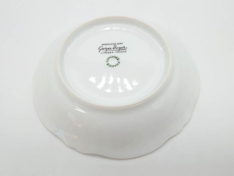 フランス　LIMOGES(リモージュ)　Georges Boyer(ジョルジュ ボワイエ)　バラの絵付けが上品なプレート5枚セット(薔薇、ローズ、磁器、金彩、深皿、小皿、洋食器)(R-078635)