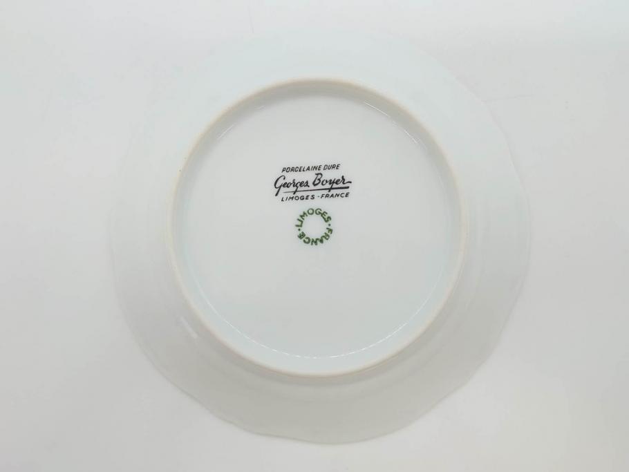 フランス　LIMOGES(リモージュ)　Georges Boyer(ジョルジュ ボワイエ)　バラの絵付けが上品なプレート5枚セット(薔薇、ローズ、磁器、金彩、深皿、小皿、洋食器)(R-078635)