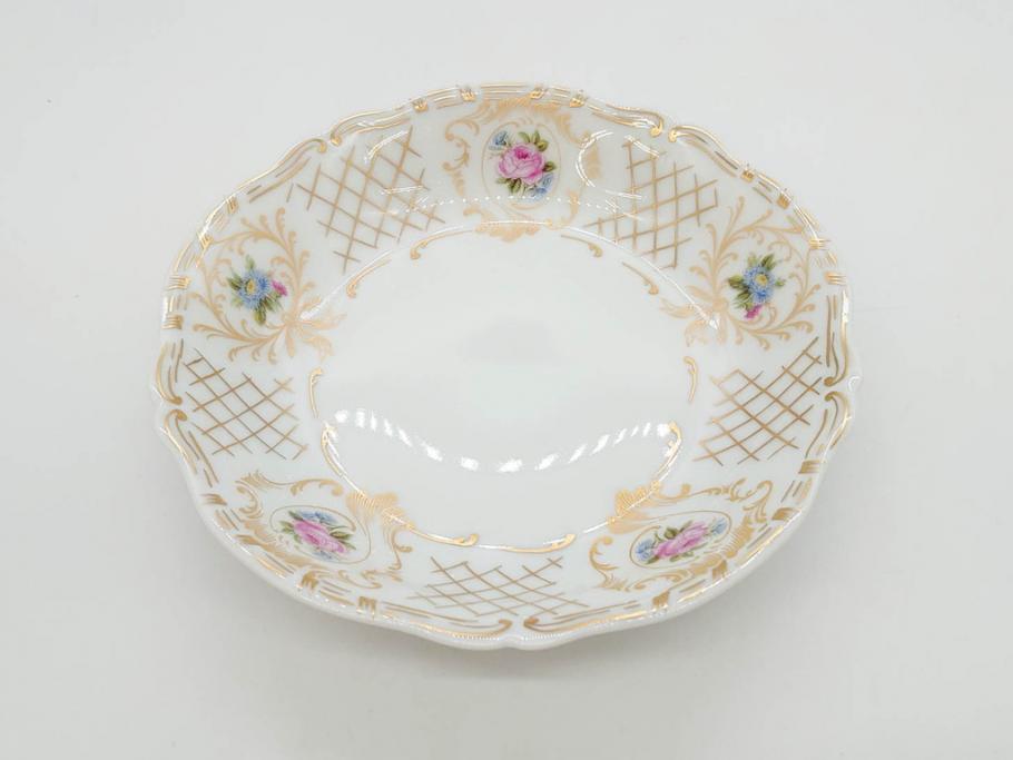 フランス　LIMOGES(リモージュ)　Georges Boyer(ジョルジュ ボワイエ)　バラの絵付けが上品なプレート5枚セット(薔薇、ローズ、磁器、金彩、深皿、小皿、洋食器)(R-078635)