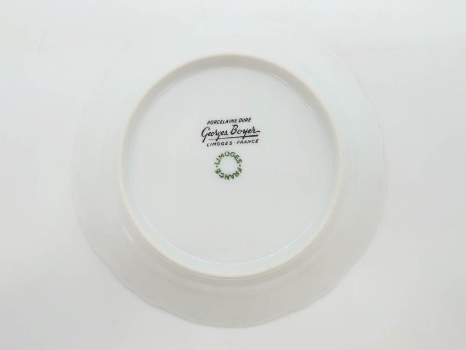 フランス　LIMOGES(リモージュ)　Georges Boyer(ジョルジュ ボワイエ)　バラの絵付けが上品なプレート5枚セット(薔薇、ローズ、磁器、金彩、深皿、小皿、洋食器)(R-078635)