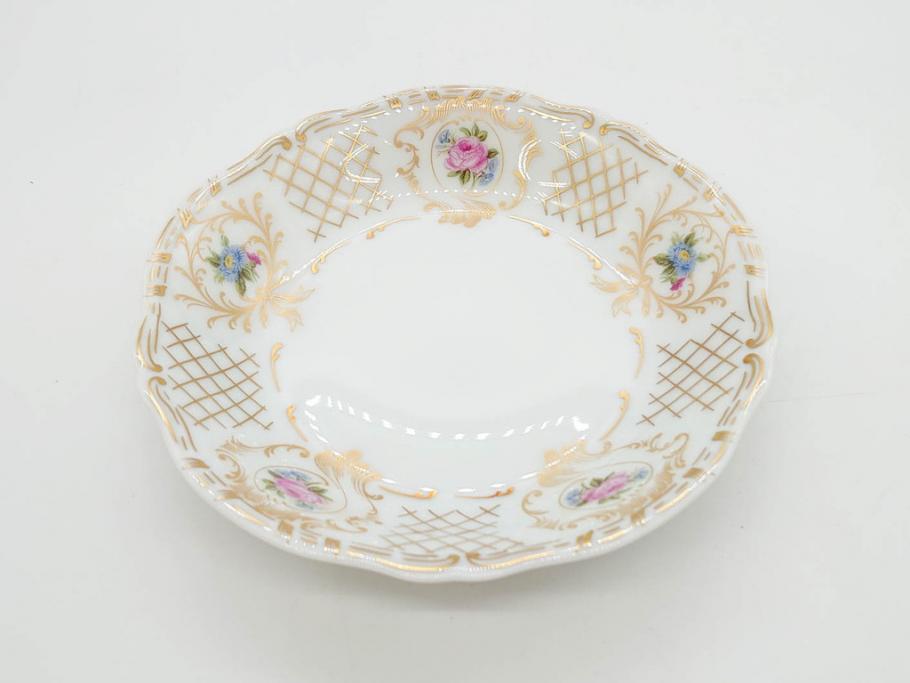 フランス　LIMOGES(リモージュ)　Georges Boyer(ジョルジュ ボワイエ)　バラの絵付けが上品なプレート5枚セット(薔薇、ローズ、磁器、金彩、深皿、小皿、洋食器)(R-078635)
