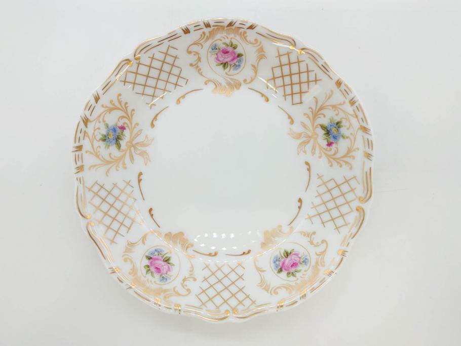 フランス　LIMOGES(リモージュ)　Georges Boyer(ジョルジュ ボワイエ)　バラの絵付けが上品なプレート5枚セット(薔薇、ローズ、磁器、金彩、深皿、小皿、洋食器)(R-078635)